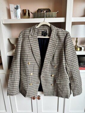 J.Crew Houndstooth Blazer Sz 12 Italian Wool Nello Gori - Never Worn